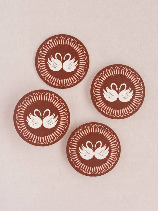 Swan Romance Russet Coasters | Set of Four