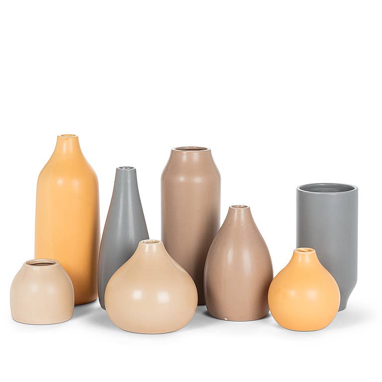 Lg Matte Vase-Taupe-9"H-759