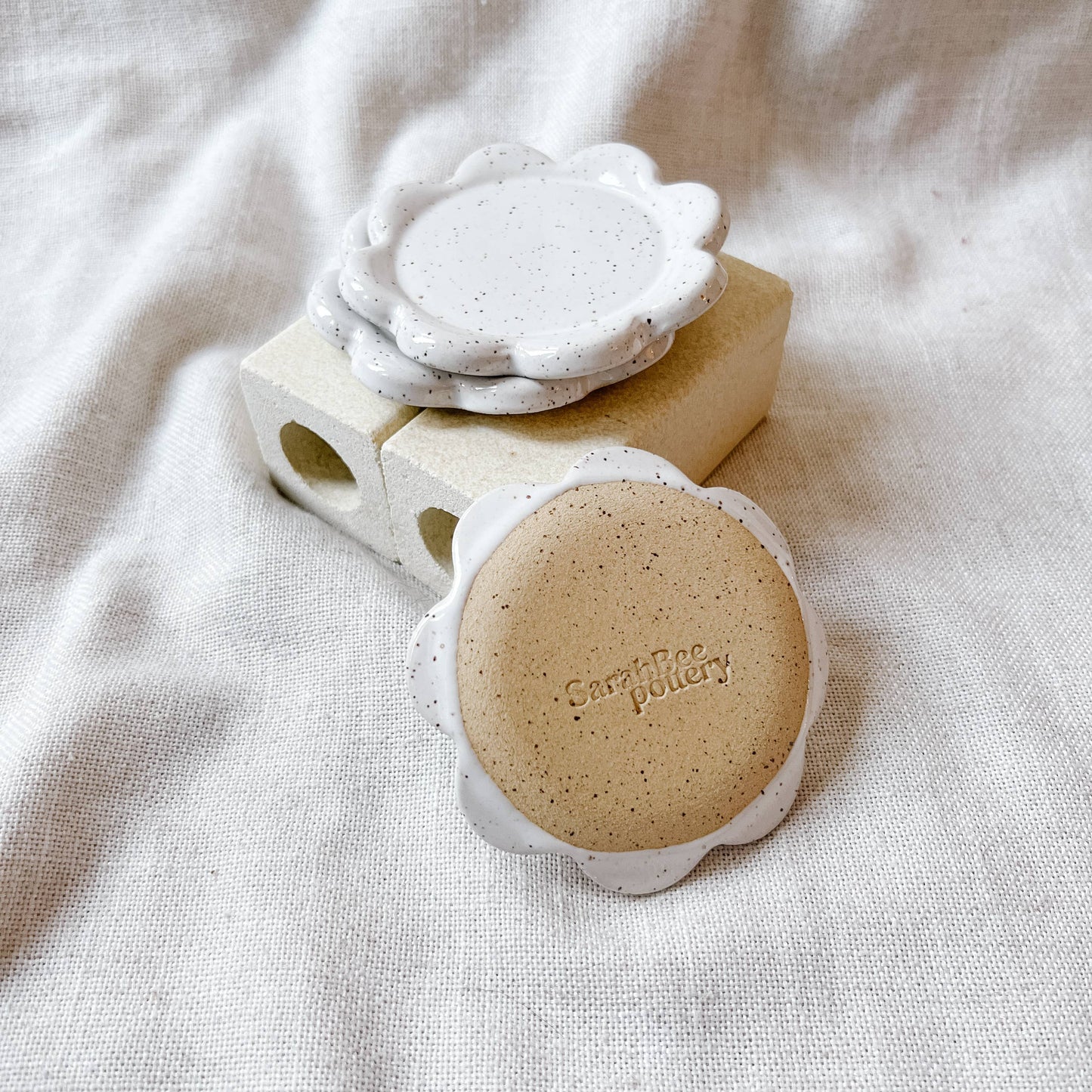 The Mini Petal Ceramic Dish (Speckled White) | Made To Order