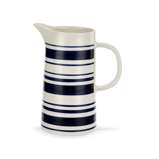 Hand Painted Striped Ceramic Pitcher 34oz