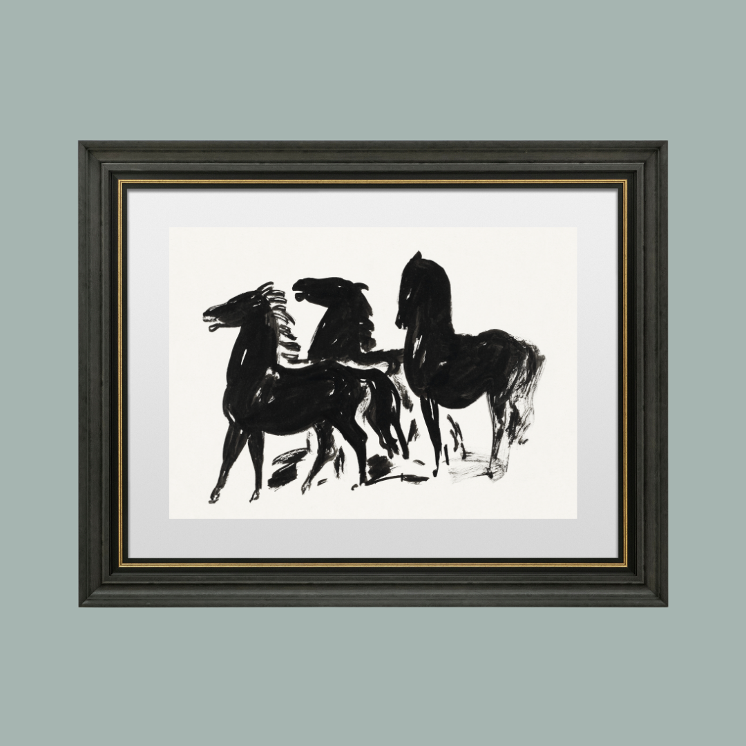 Three Horses Antique Art Print