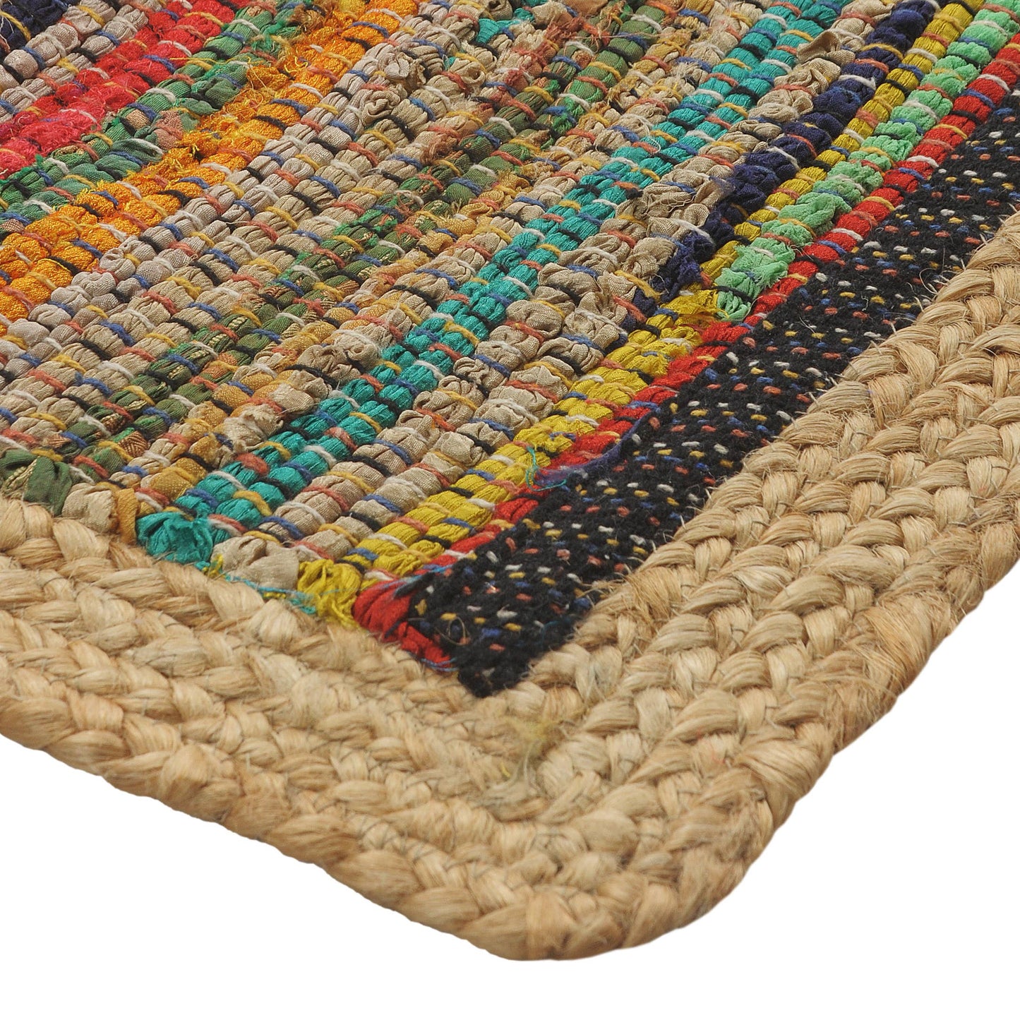 Multicolored Geometric Jute Bordered Accent Rug, 2' x 3'