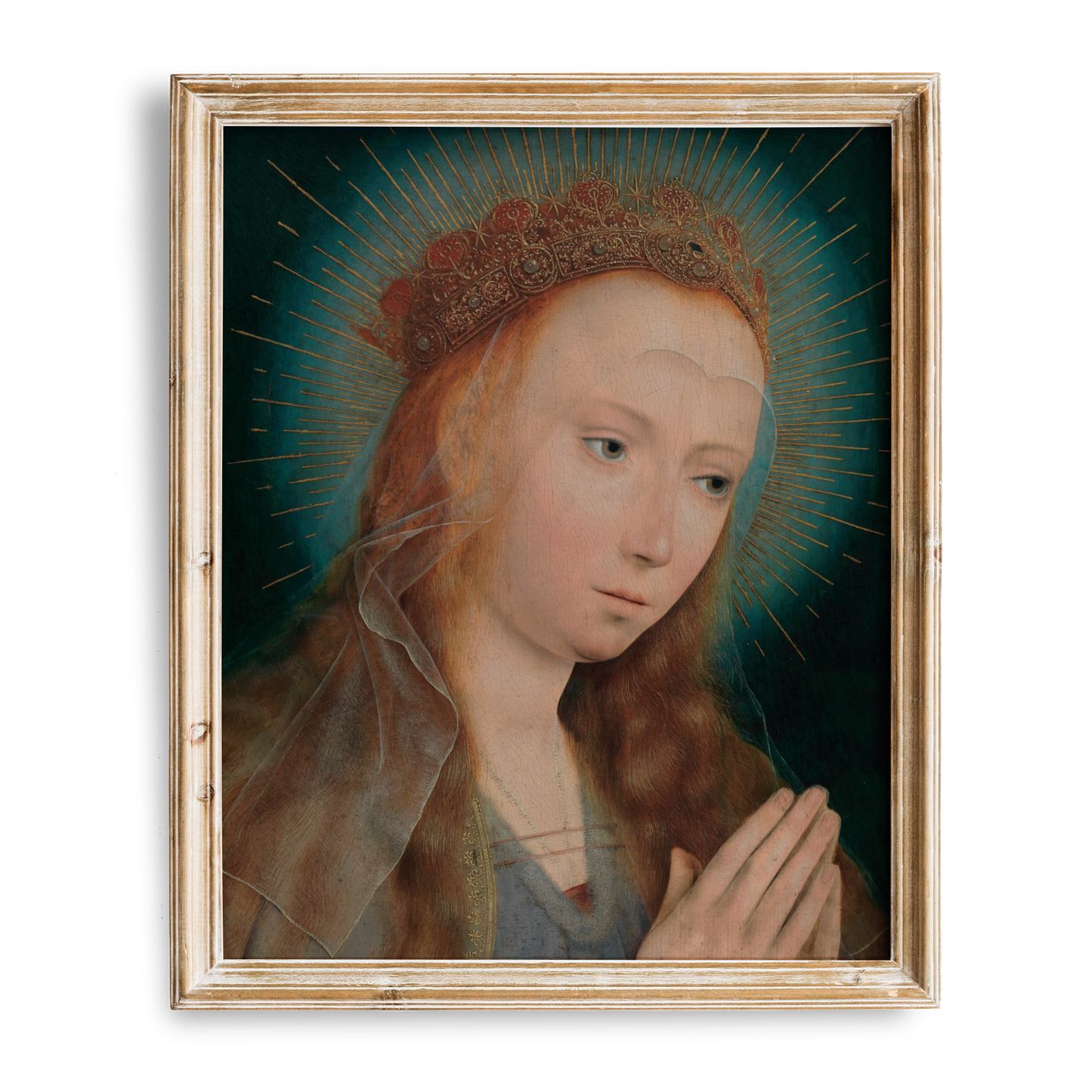 Vintage Virgin Mary Prayer Painting Religious Wall Art