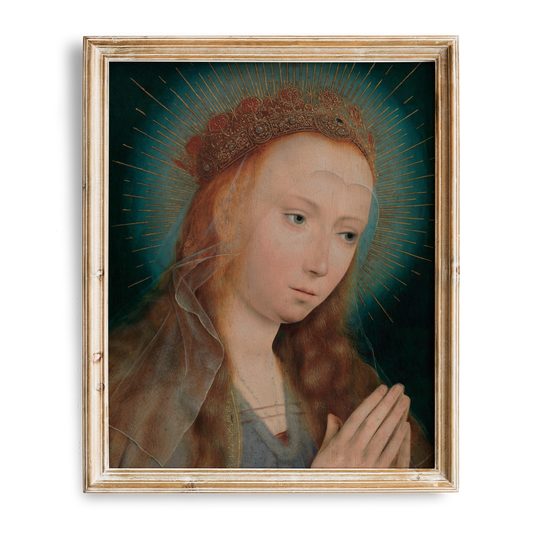 Vintage Virgin Mary Prayer Painting Religious Wall Art