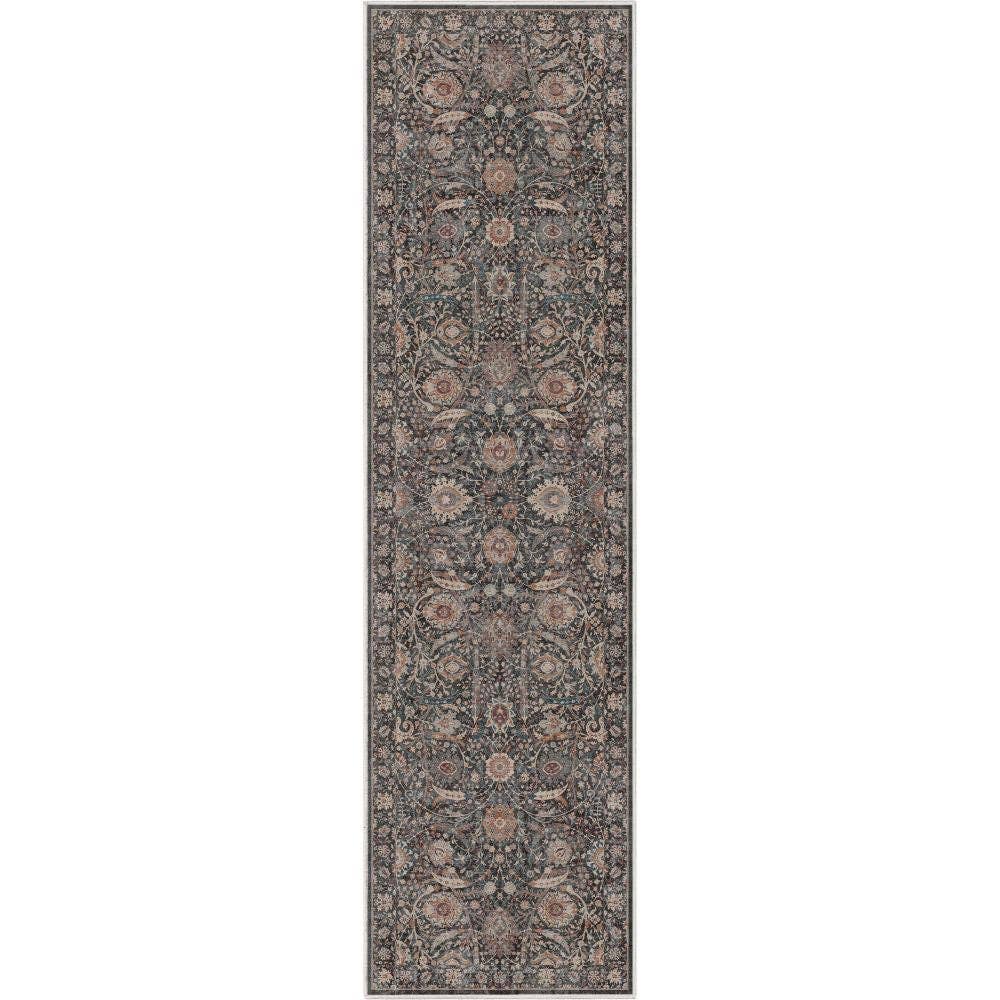 Liana Vintage Oriental Charcoal Grey Flat-Weave Rug