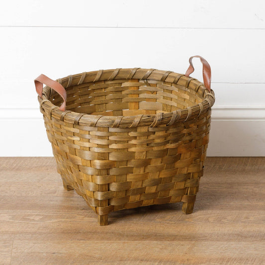 Chipwood Basket With Wood Legs And Handles (PC)