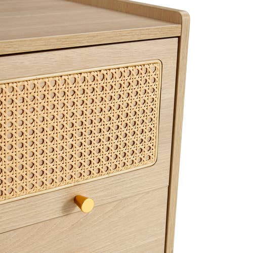 Storage cabinet MDF Board bedside cabinet Japanese rattan