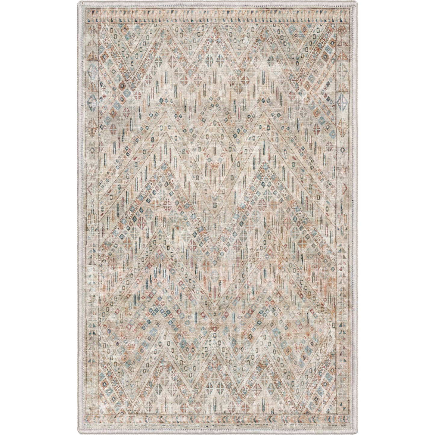 Anya Vintage Tribal Chevron Ivory Flat-Weave Rug