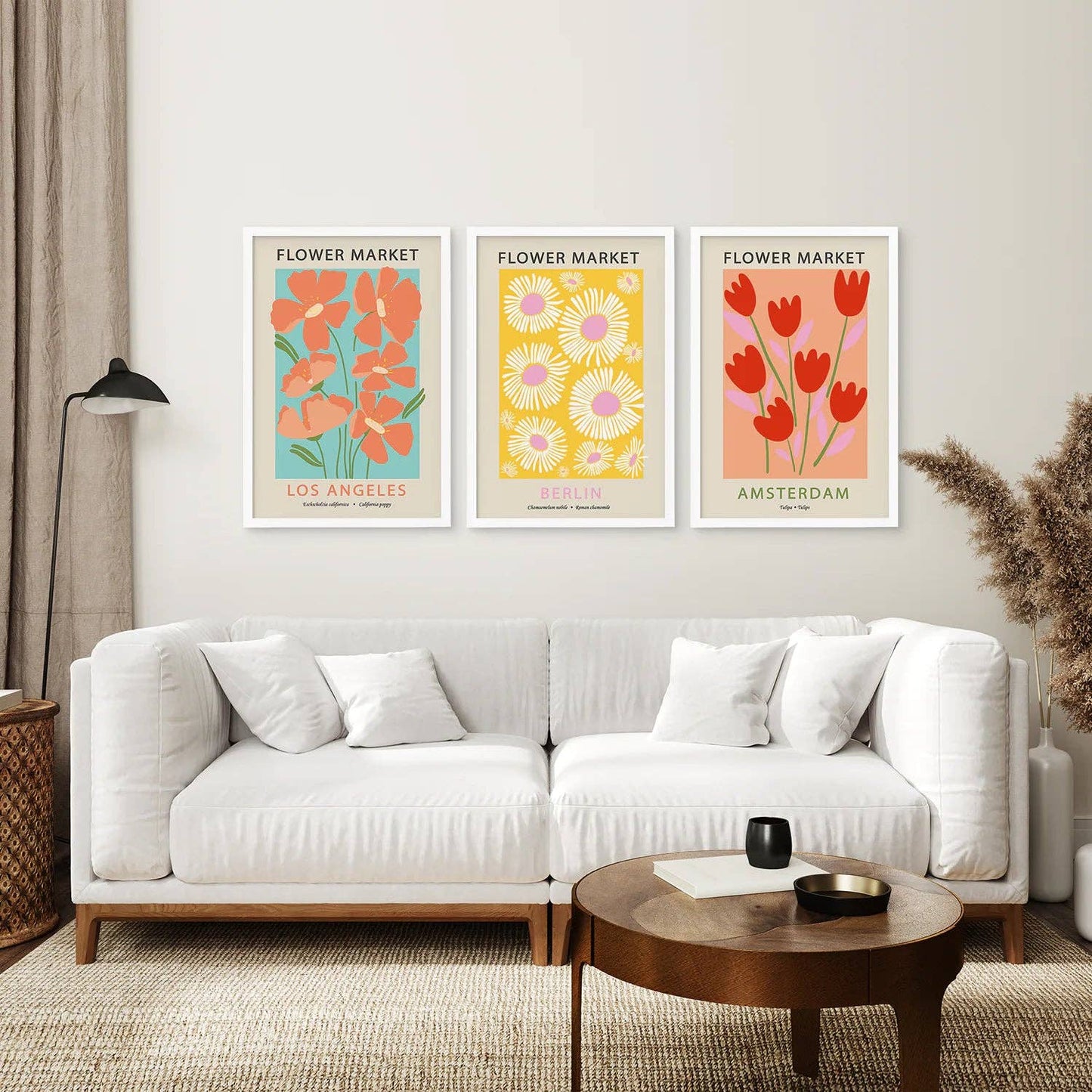 3 Piece Botanical Boho Art Set. Flower Market Theme