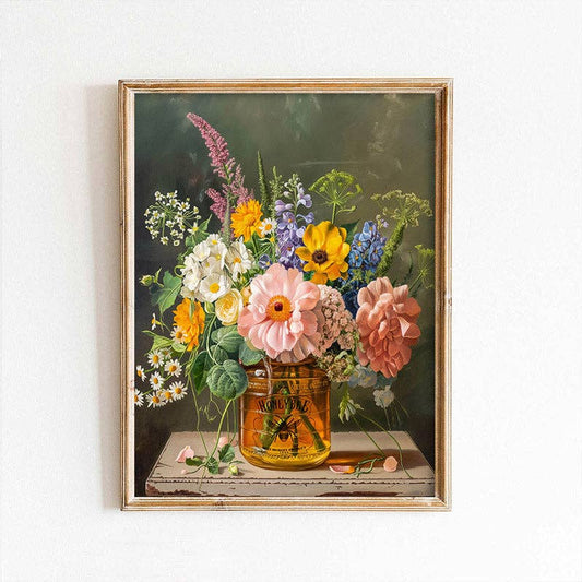 Honey Jar Summer Flowers Art Print