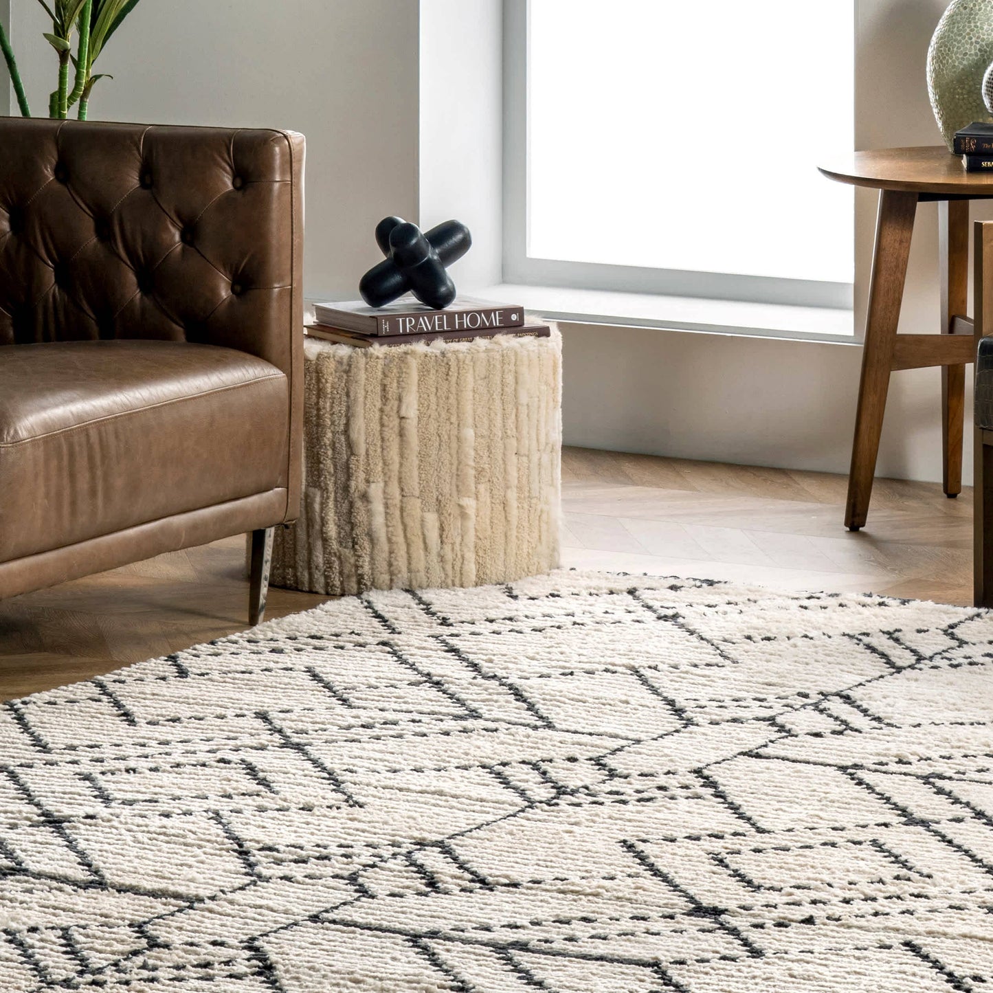 Carlina Modern Geometric Soft Shag Fringe Area Rug