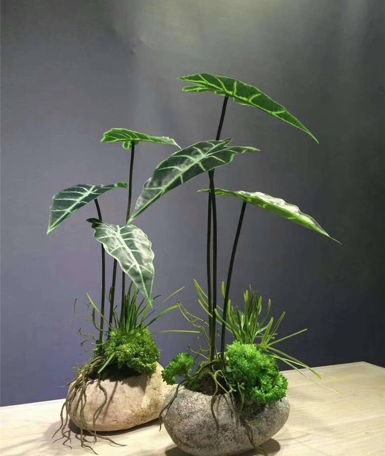 28" Artificial Alocasia Leaf Spray