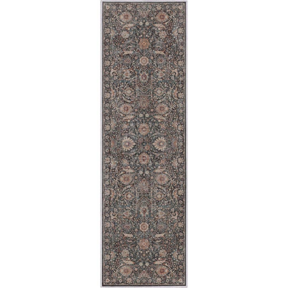 Liana Vintage Oriental Charcoal Grey Flat-Weave Rug