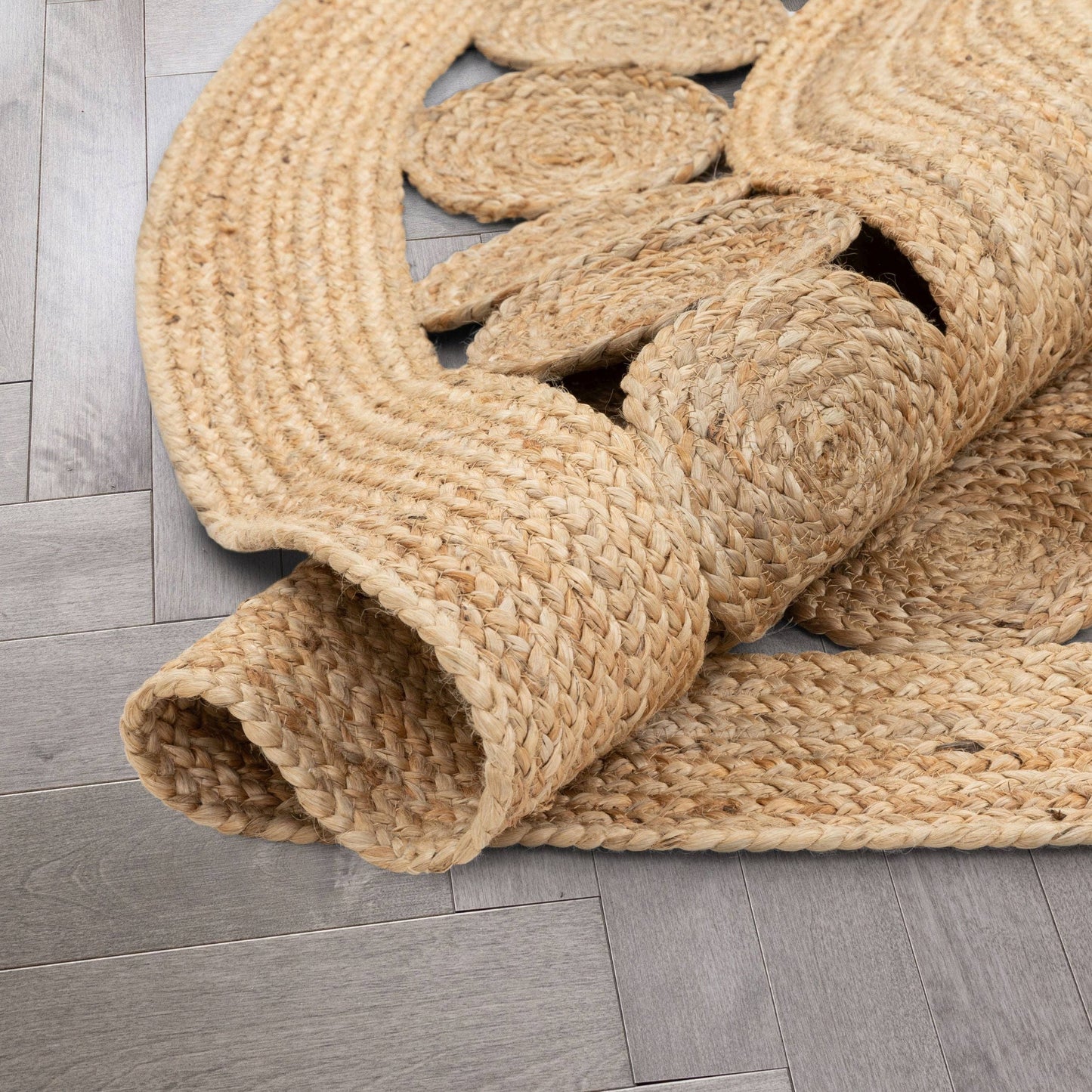 Oleana Farmhouse Jute Rug Hand-Woven Basket Weave Jute Rug