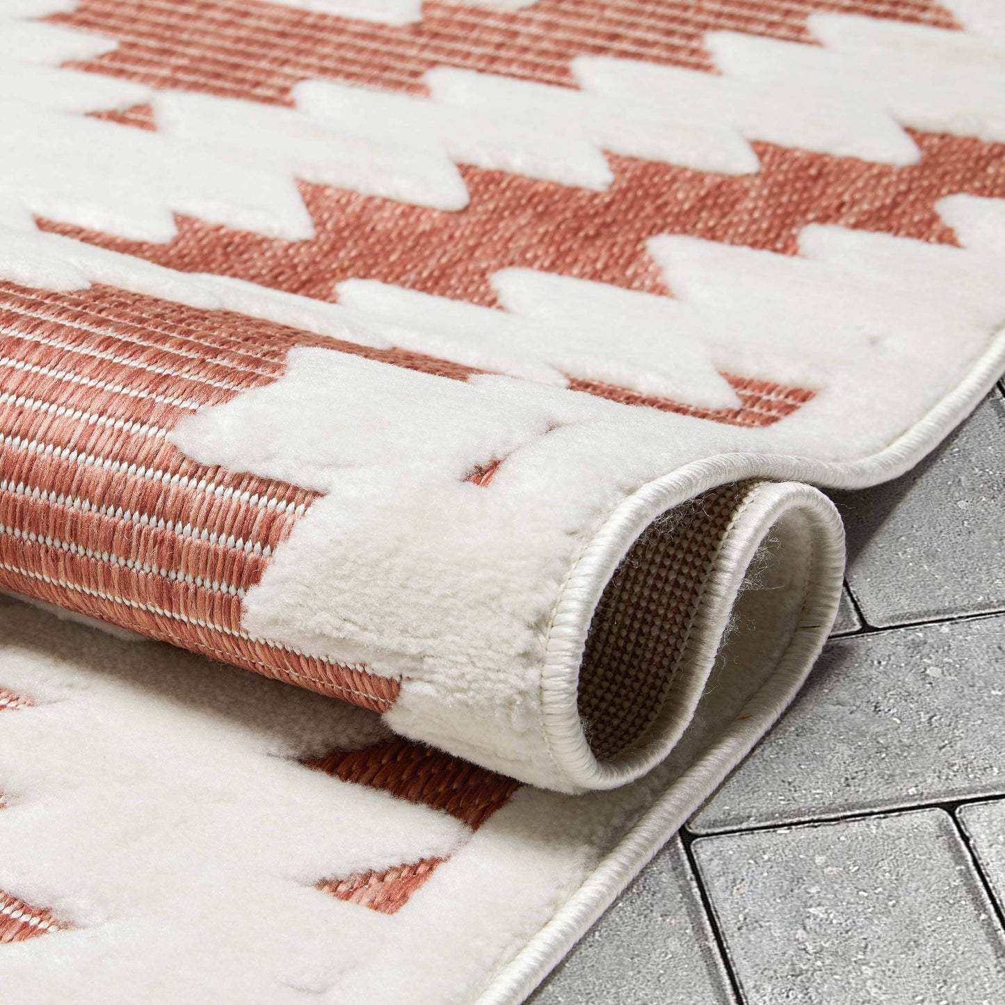 Keiko Tribal Moroccan Indoor/Outdoor Terracotta High-Low Rug