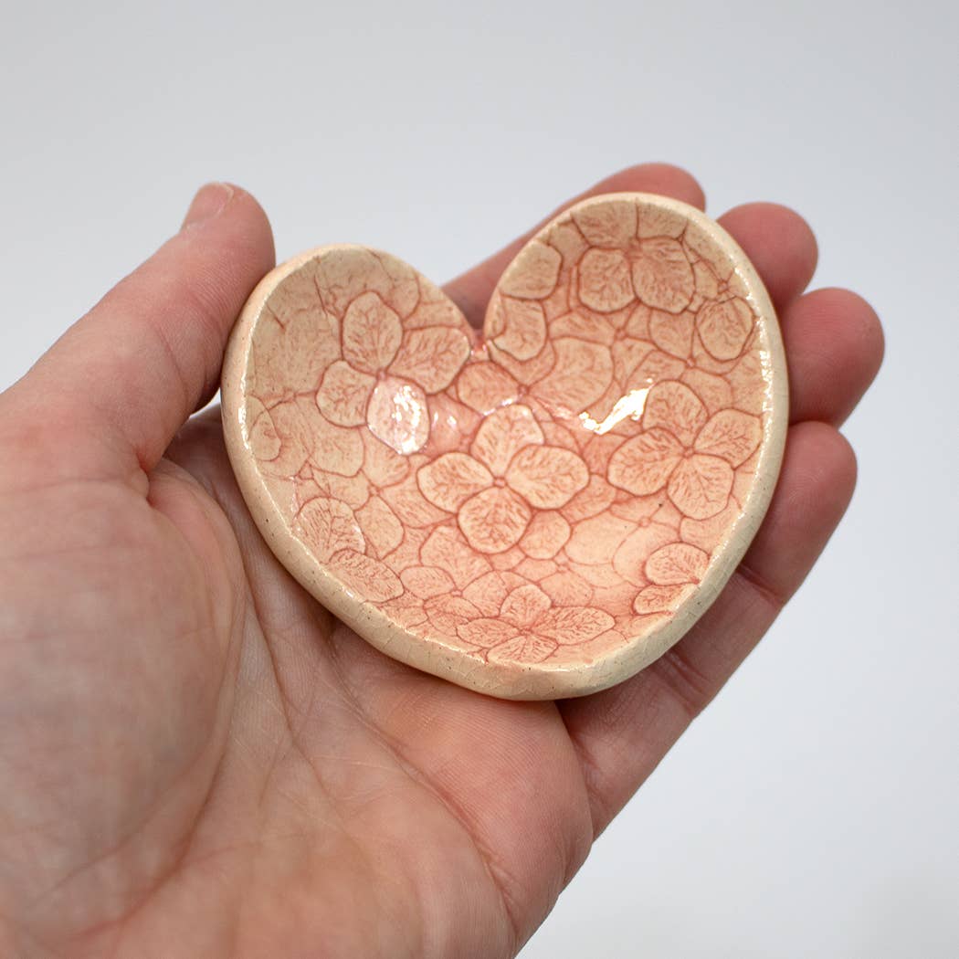 Pottery Dish Bowl - Heart Small Red