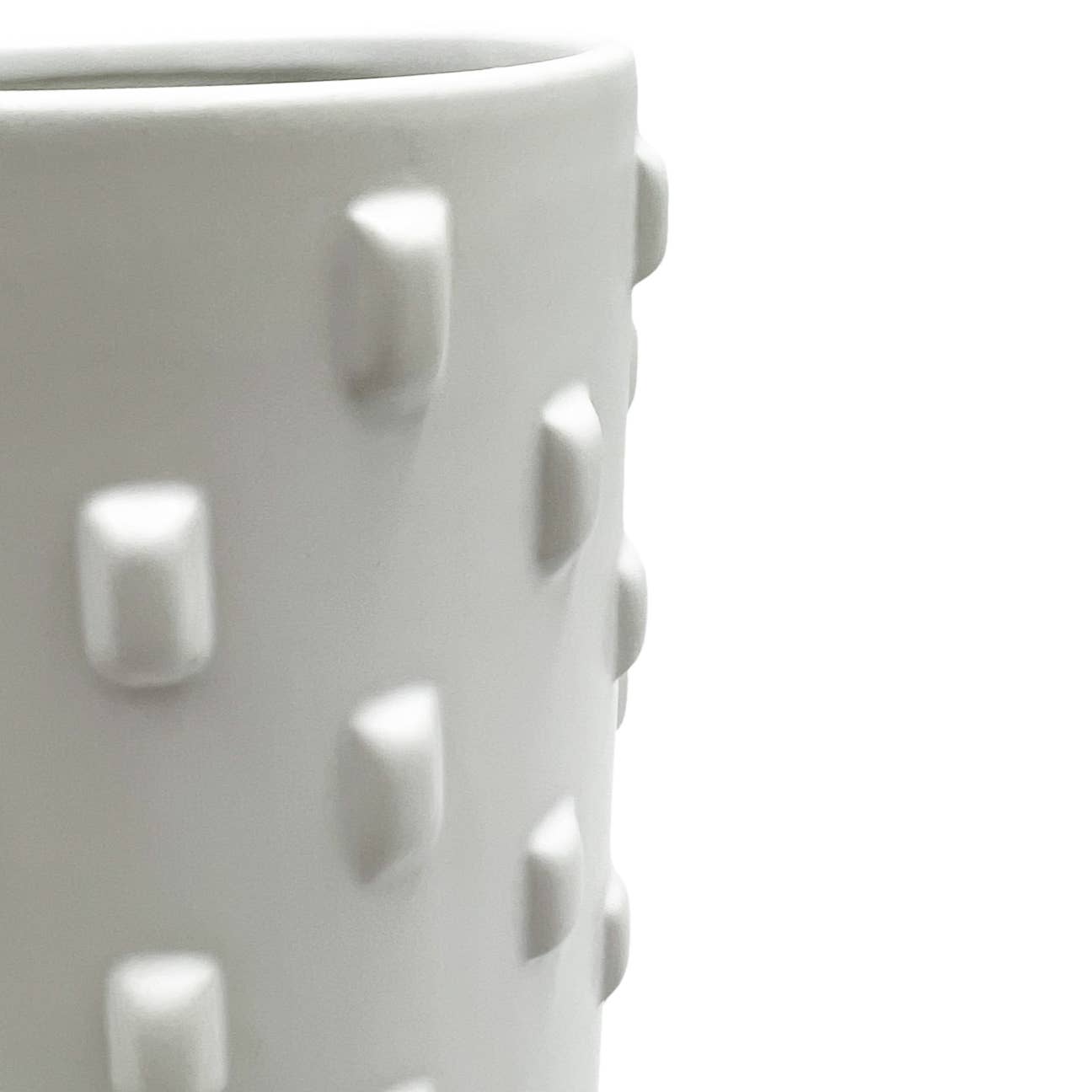 Modern Ceramic Vase in White textured dots