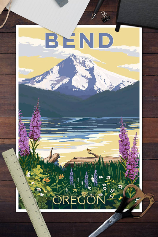 Bend, Oregon, Mountain and Lake Scene Wall Decor (9 Options)