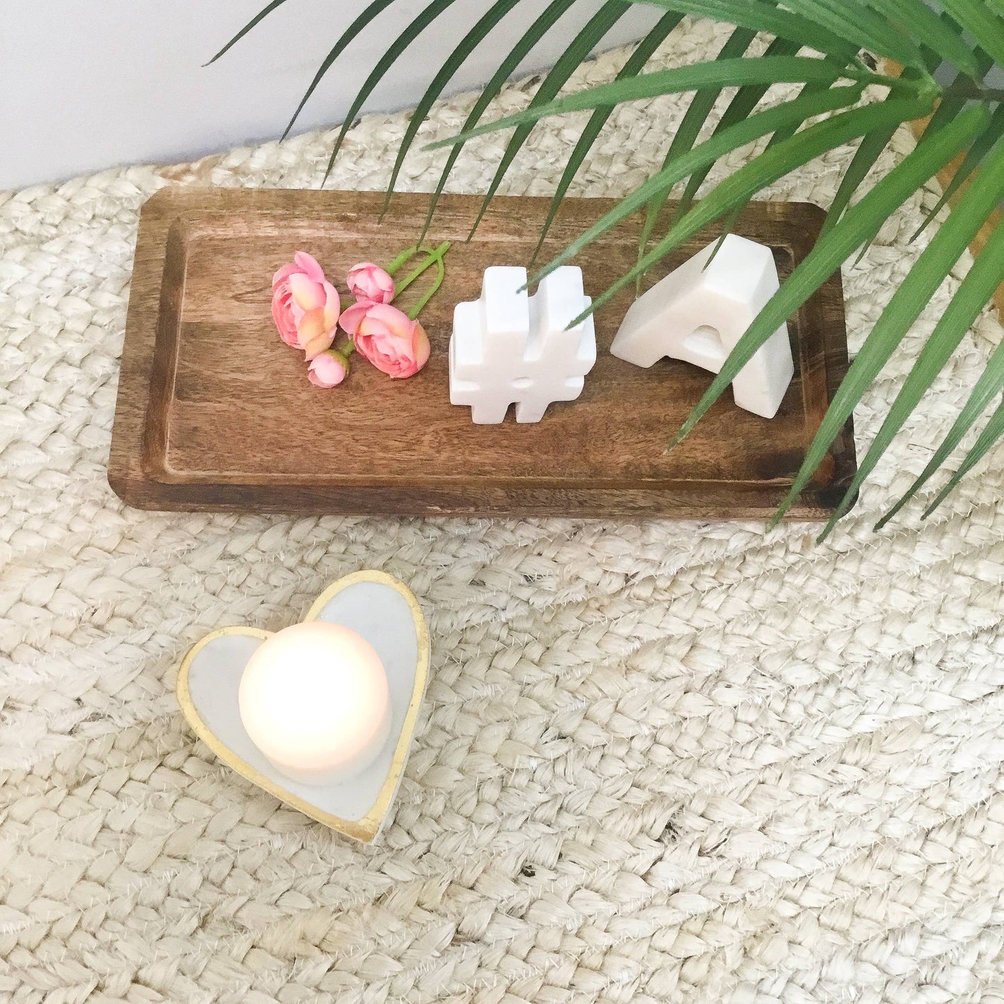 Small White Marble Heart Tray w/ Gold Edge