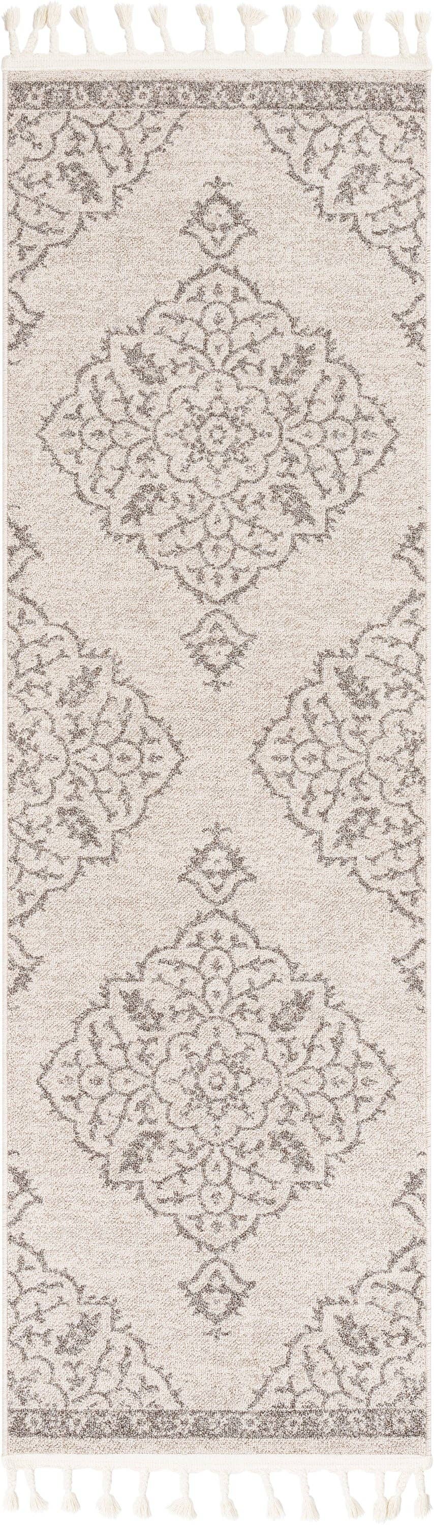 Mara Medallion Botanical Pattern Brown Beige Kilim-Style Rug