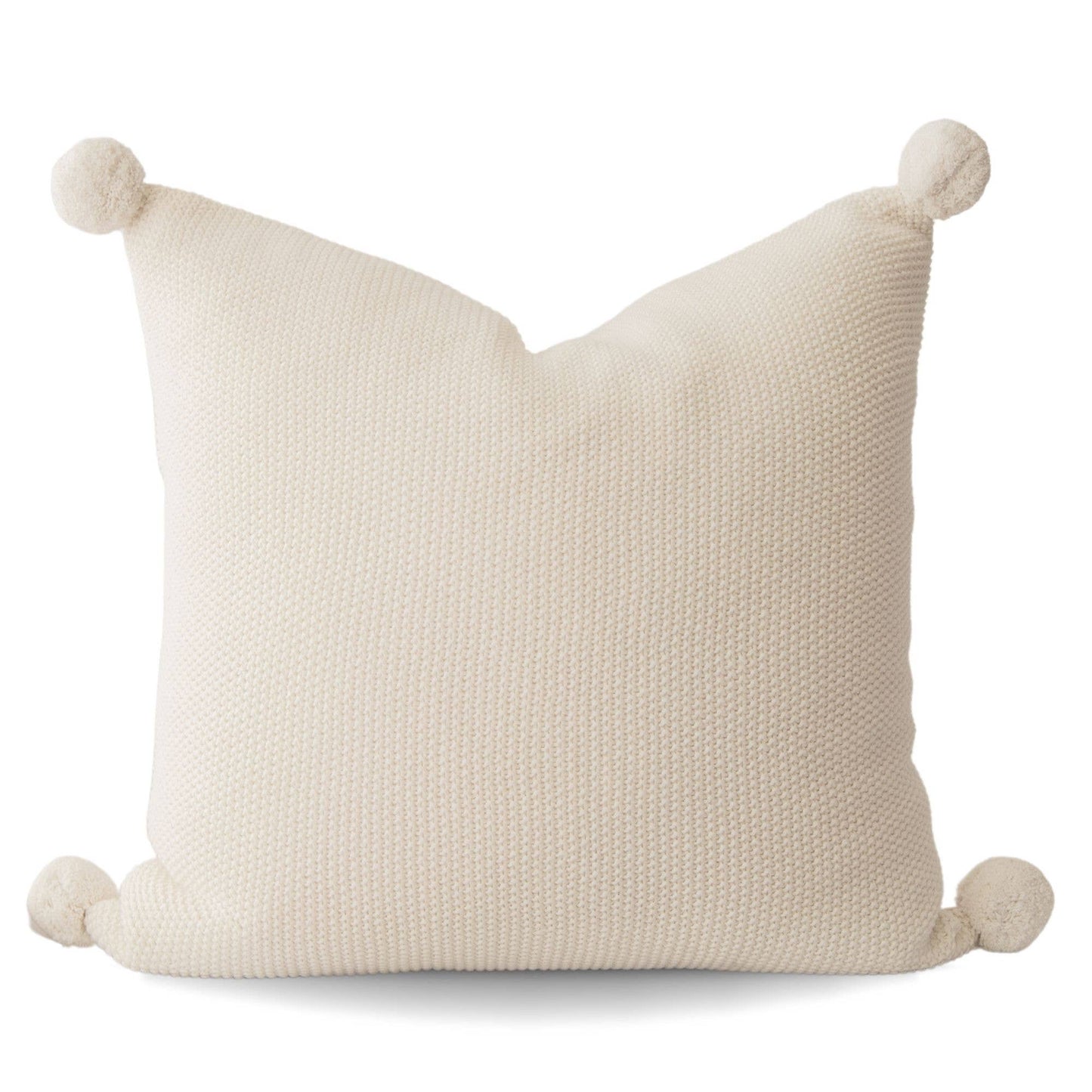 Aria Cotton Knit Pillow Cover with Pompoms