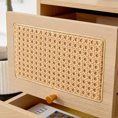 Storage cabinet MDF Board bedside cabinet Japanese rattan