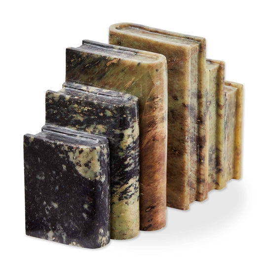 Tag Stacked Books Soap Stone Sculpture