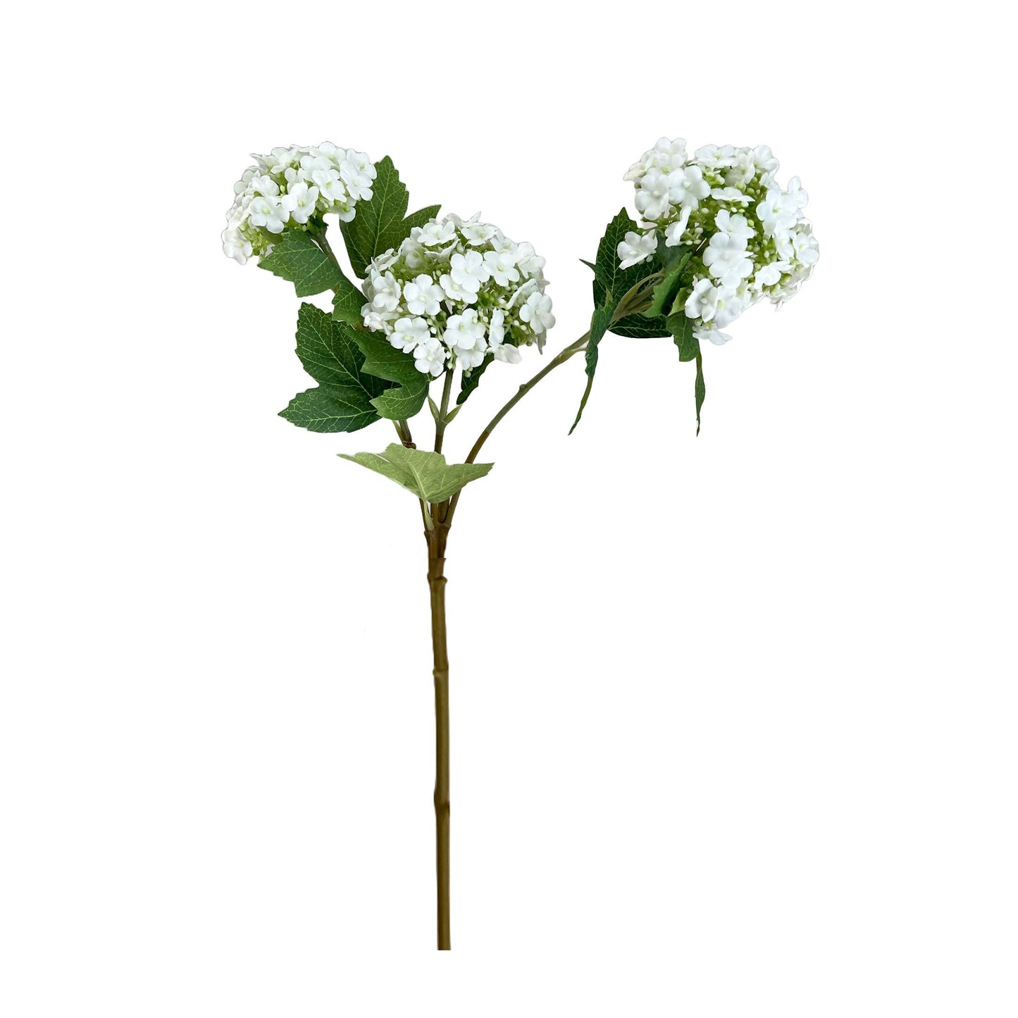 27"-3 Blooms-faux Snowball hydrangea spray