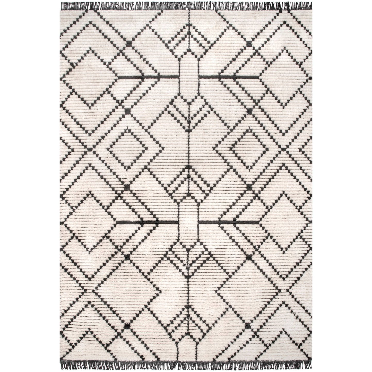 Carlina Modern Geometric Soft Shag Fringe Area Rug