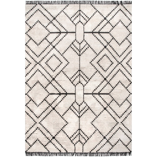 Carlina Modern Geometric Soft Shag Fringe Area Rug