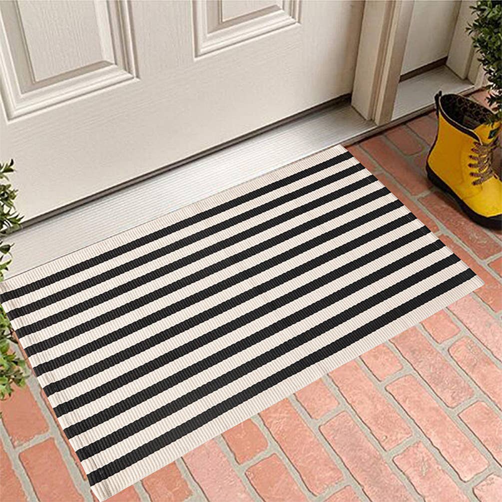 Woven Cotton Blend Classic Striped Area Rug