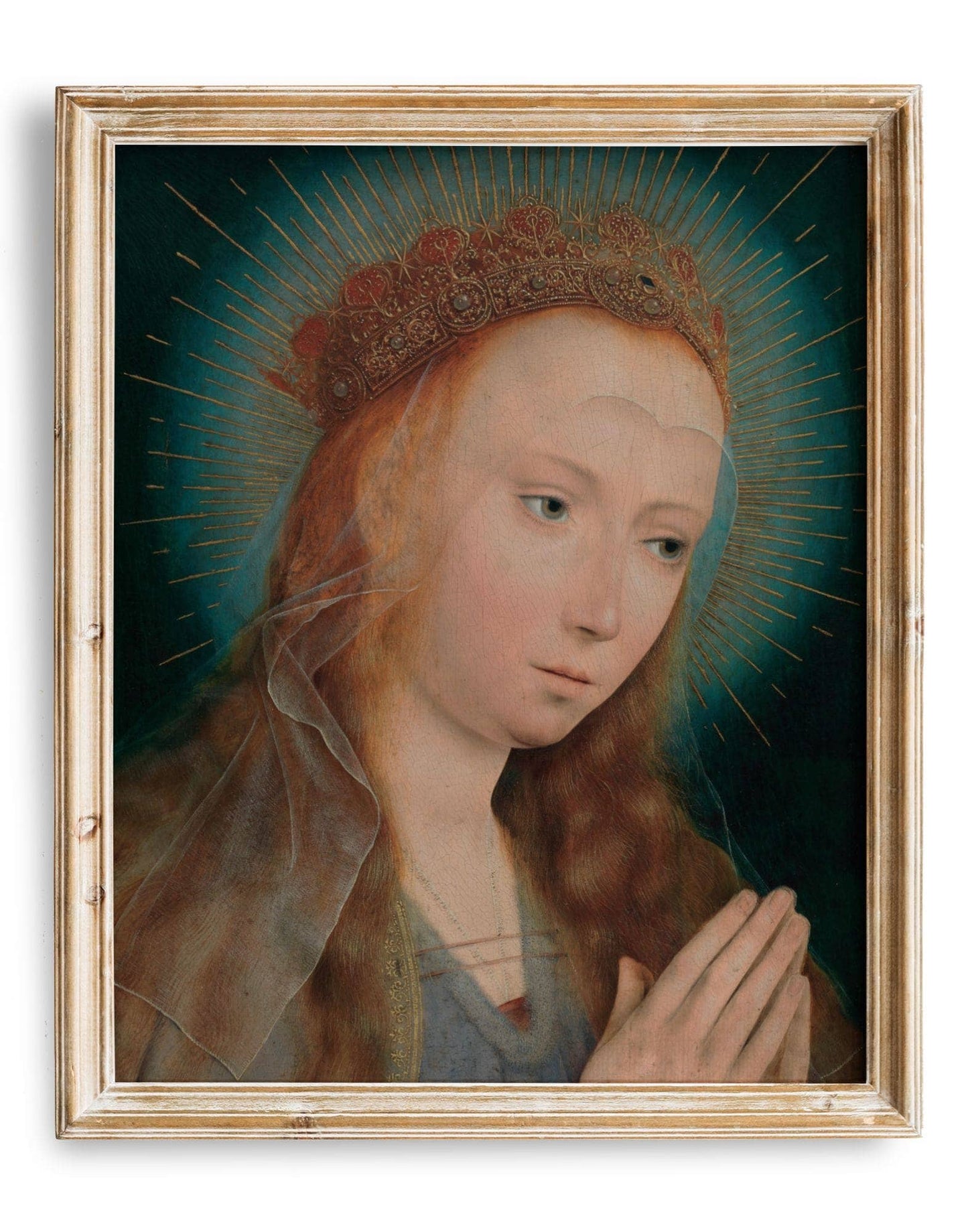 Vintage Virgin Mary Prayer Painting Religious Wall Art