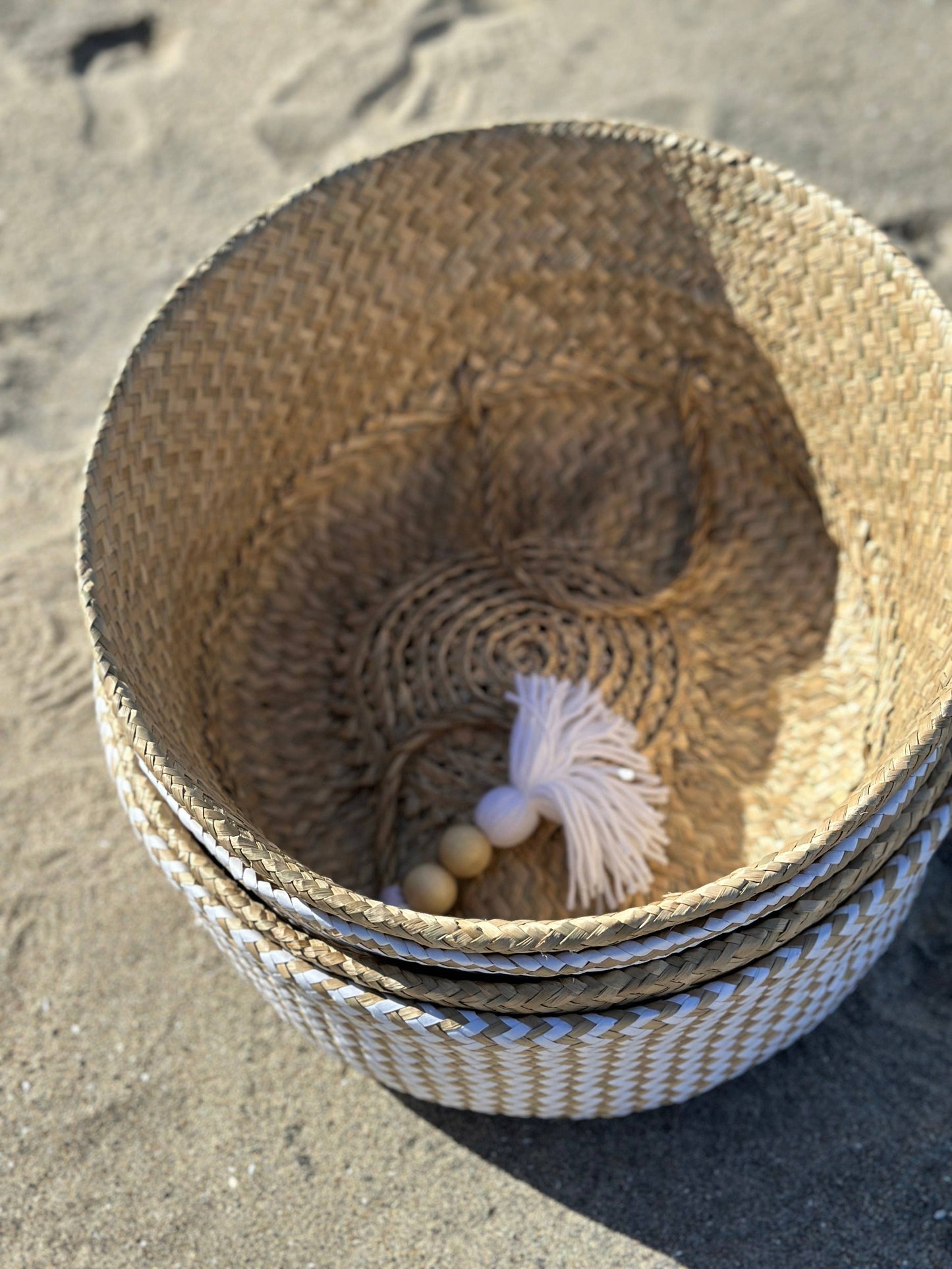 Extra Large Seagrass Woven Storage Baskets SET OF 4, Wicker