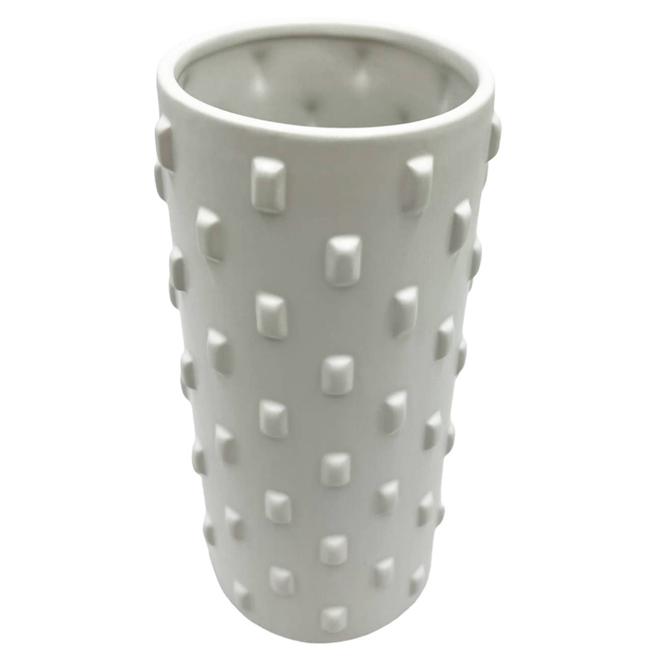 Modern Ceramic Vase in White textured dots