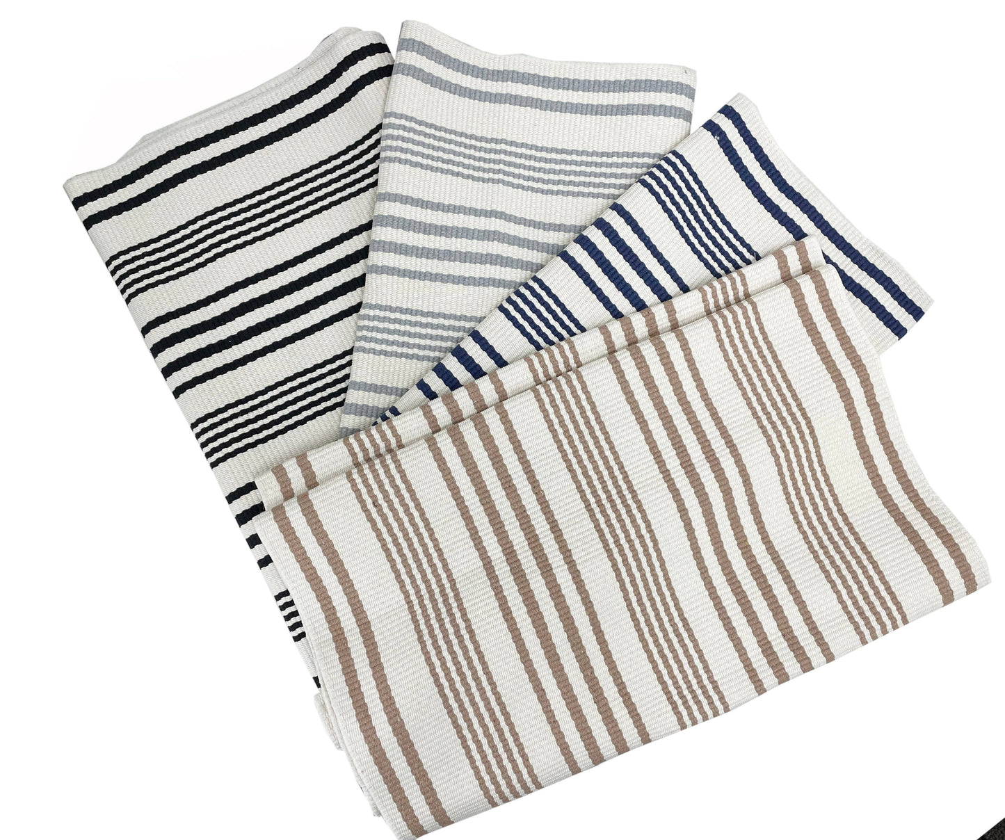 Ticking Striped Woven Cotton Blend Area Rug