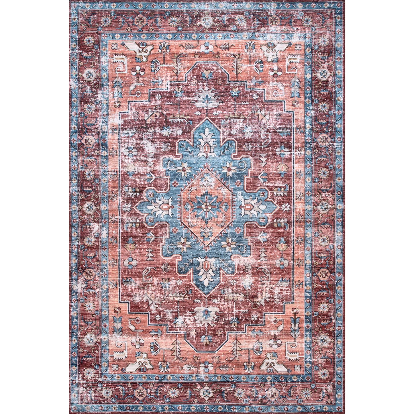 Zena Machine Washable Medallion Area Rug