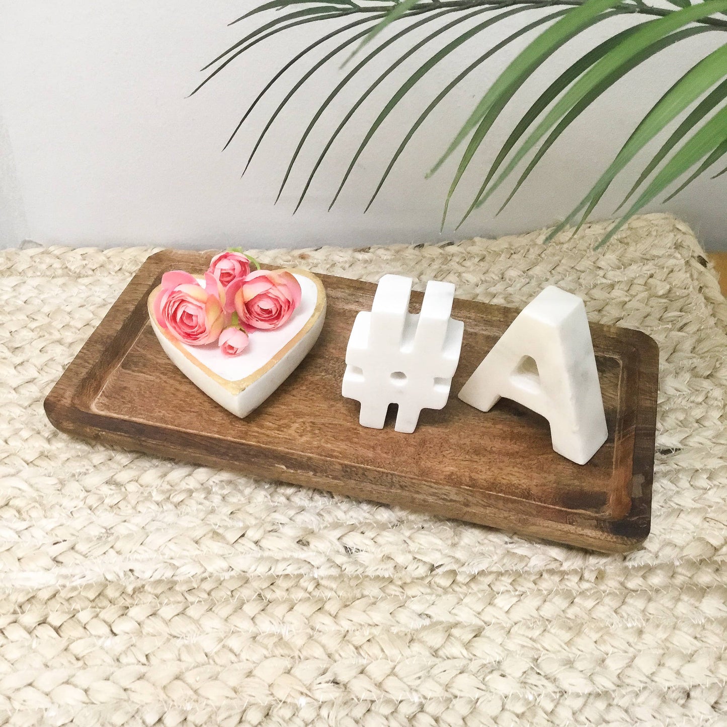 Small White Marble Heart Tray w/ Gold Edge