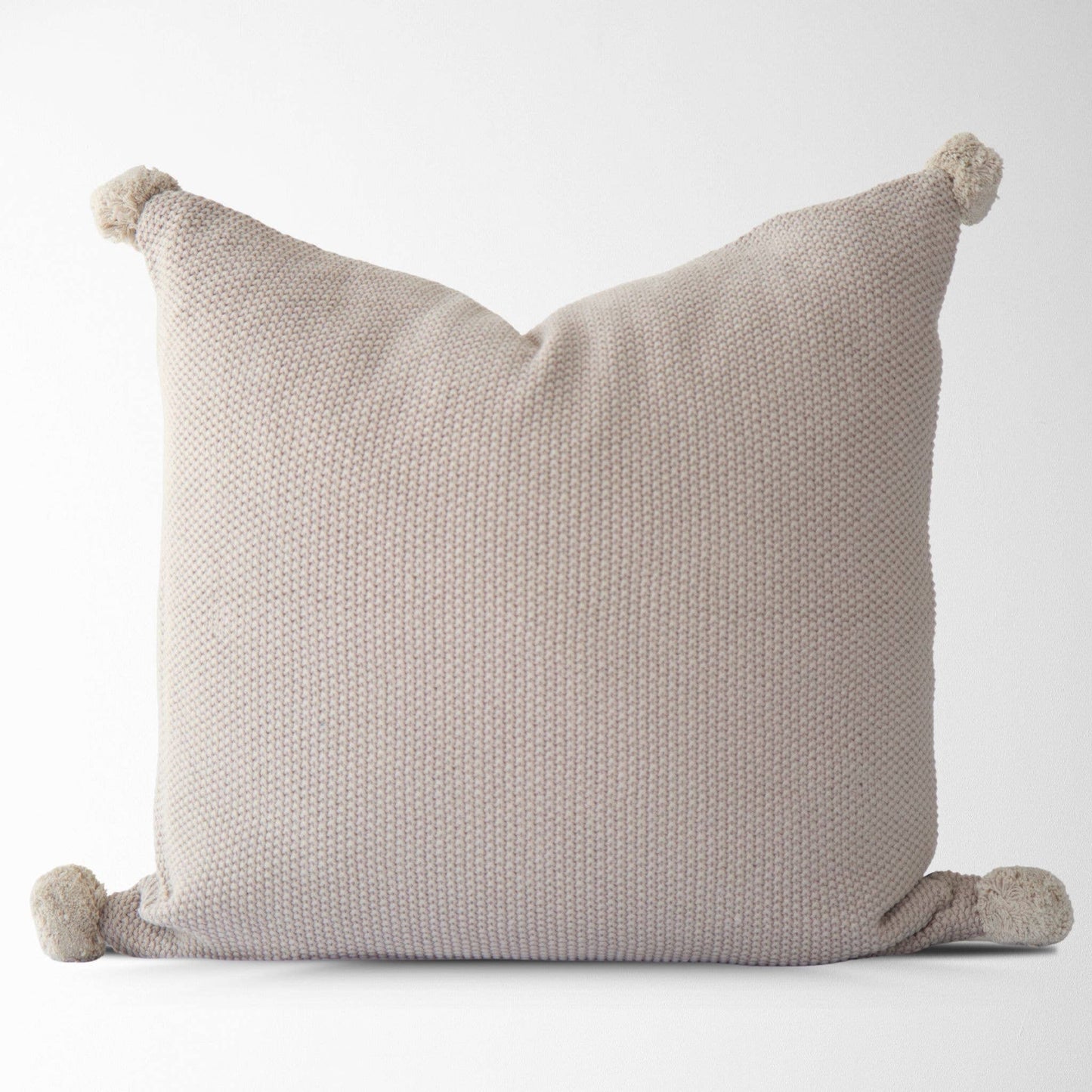 Aria Cotton Knit Pillow Cover with Pompoms