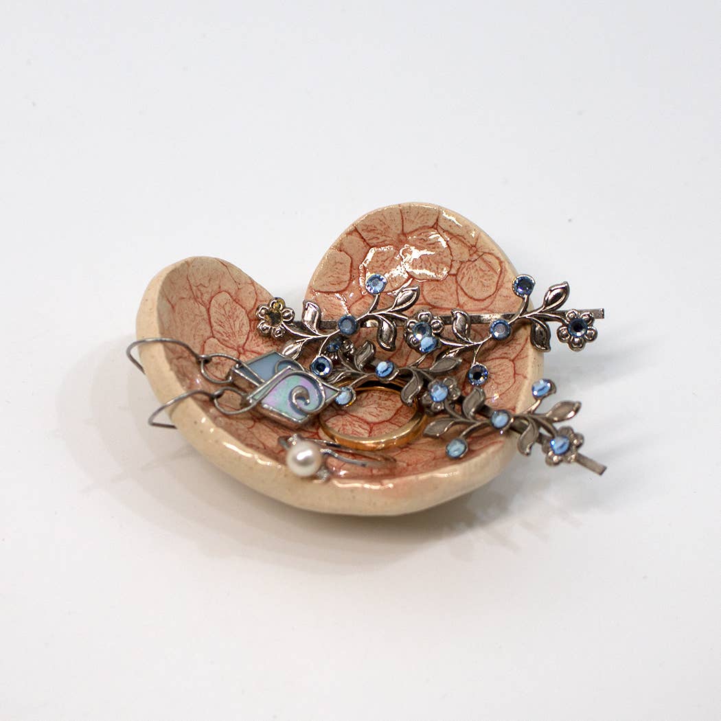 Pottery Dish Bowl - Heart Small Red