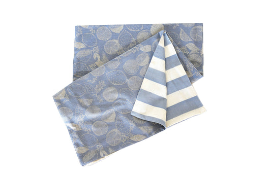 Reversible Table runner- Marmalade/ Stripe Light Blue