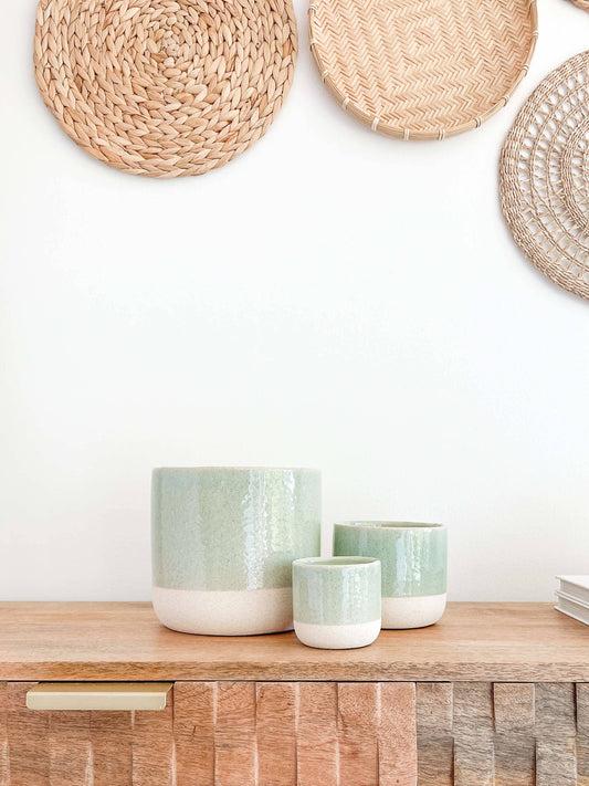 Napoli Ceramic Planter Pots, Emerald Green Color Planters