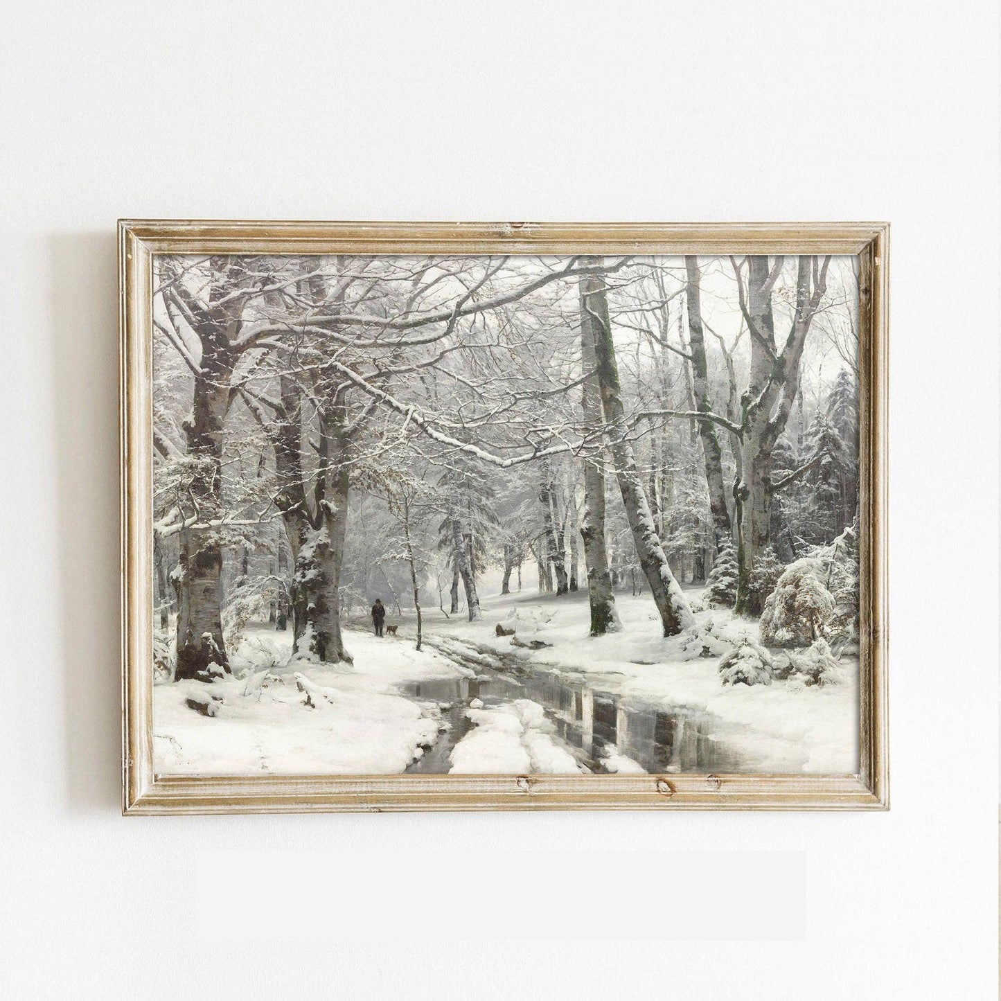 Vintage Snowy Stream Art Print