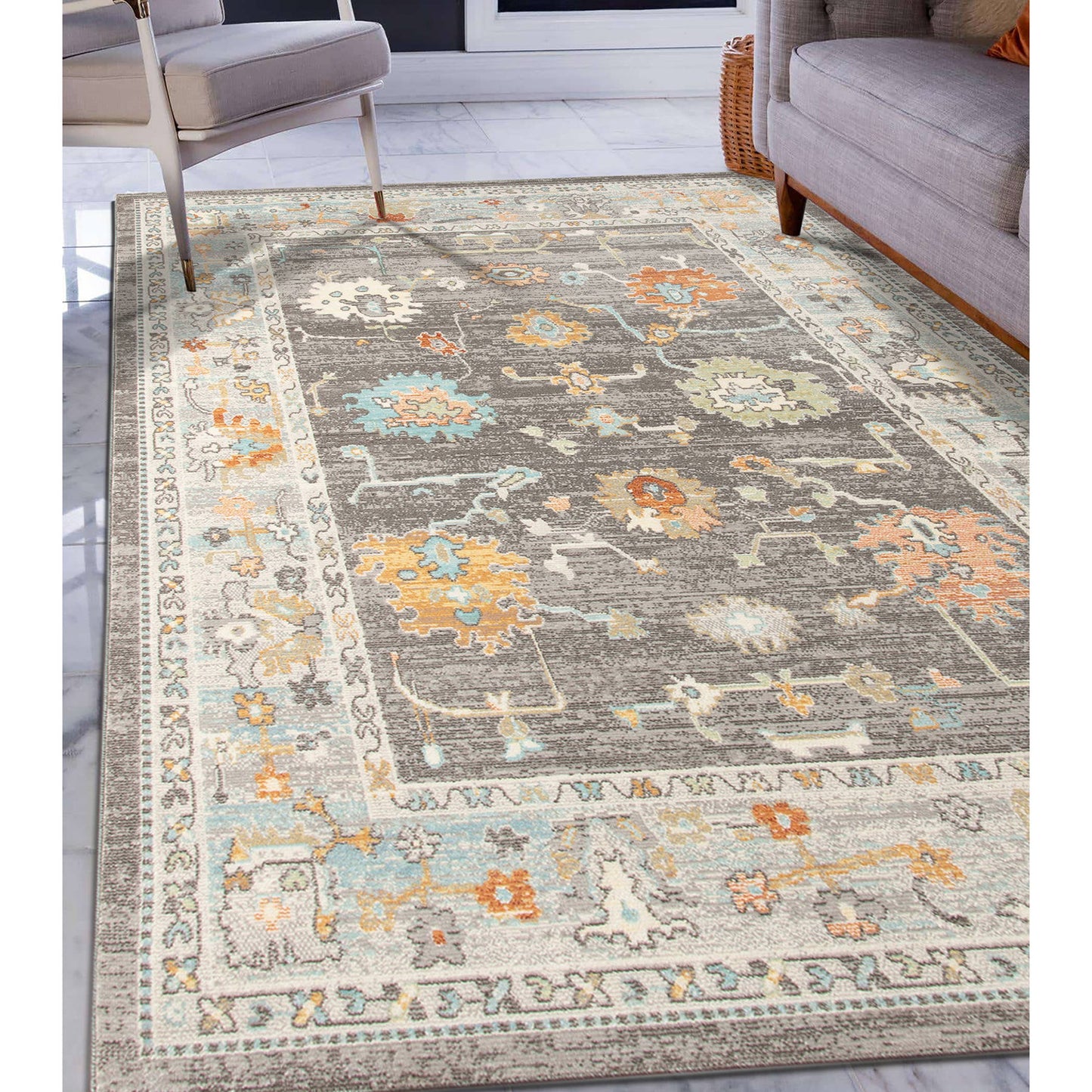 Bohemian Seaford Bordered Area Rug