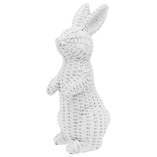 10" Tall White Wicker Resin Standing Bunny Easter