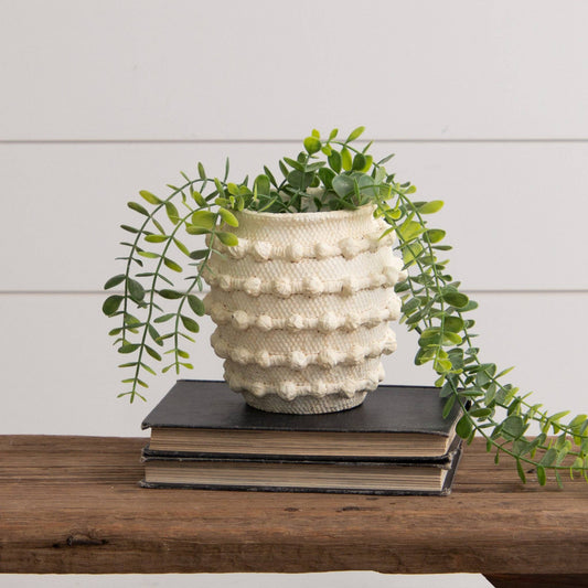 Ivory Textured Knot Cement Vase, Sm (PC)