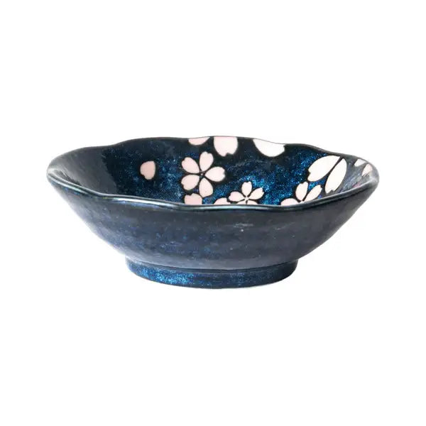 Hasui Sakura Navy 4.5"D x 1.5"H Porcelain Small Sauce Dish