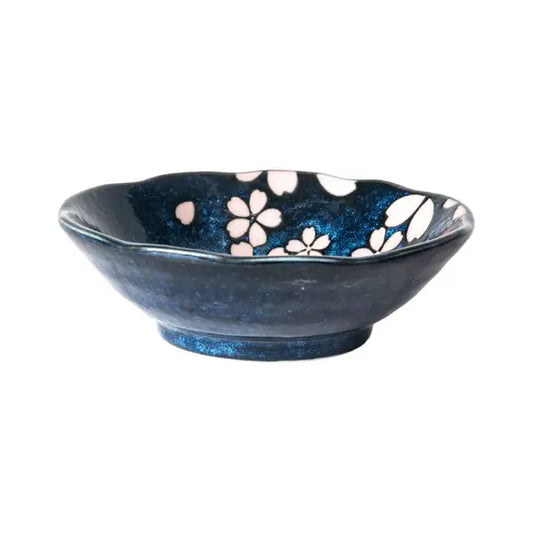 Hasui Sakura Navy 4.5"D x 1.5"H Porcelain Small Sauce Dish