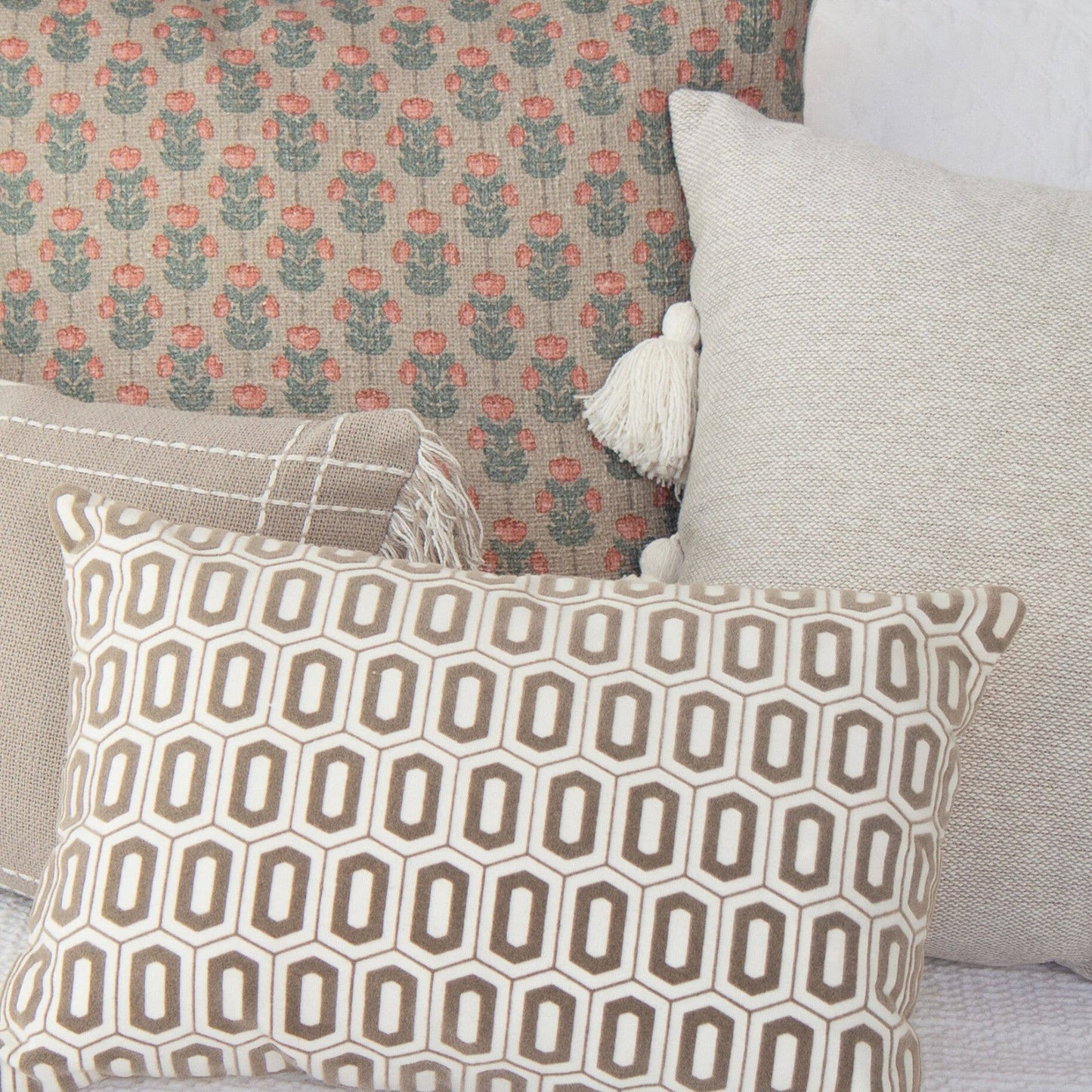 Coraline Textured Pillow Cover with Side Tassels