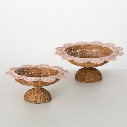 Woven Bowl Set On Pedestal