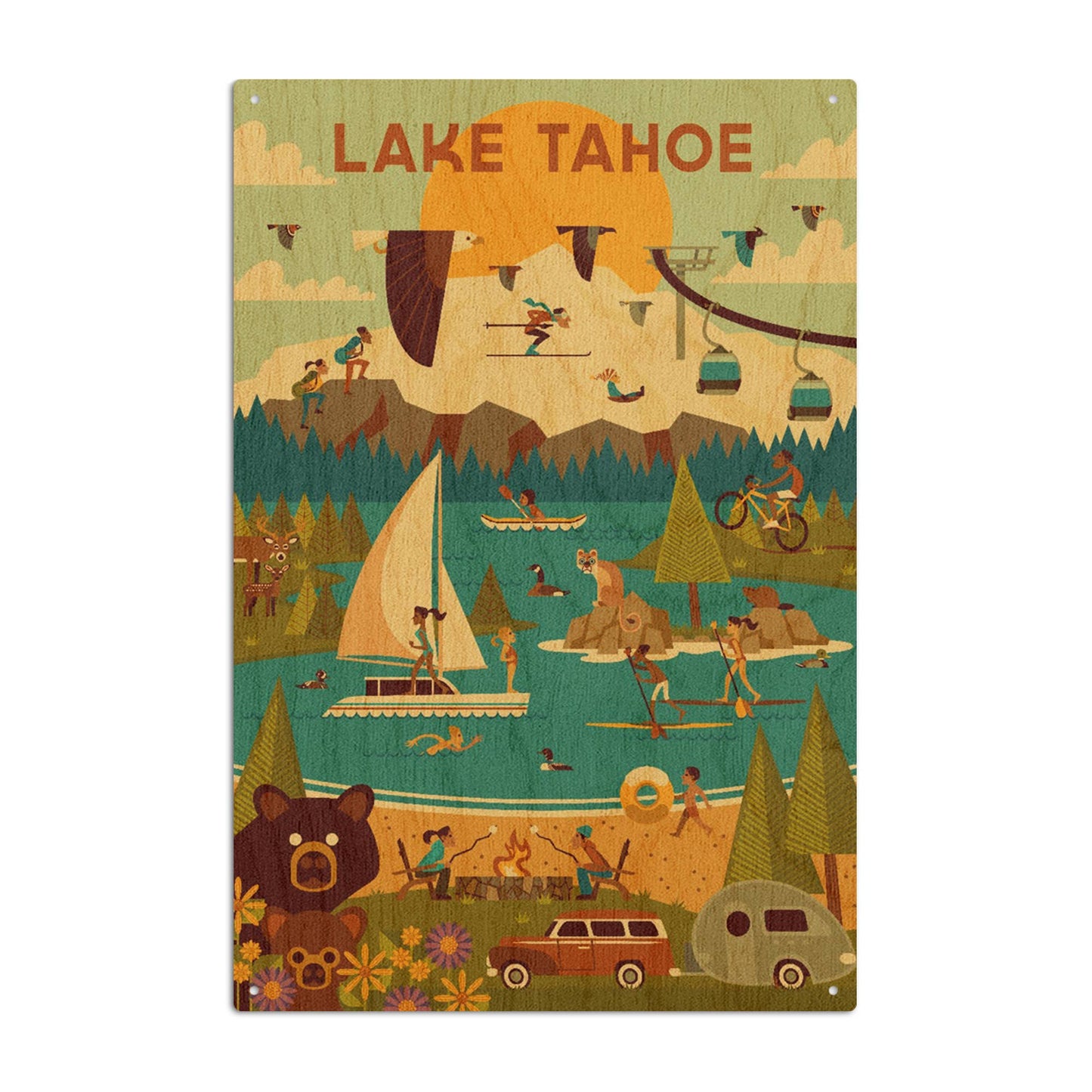 Lake Tahoe, California, Geometric Wall Decor (9 Options)